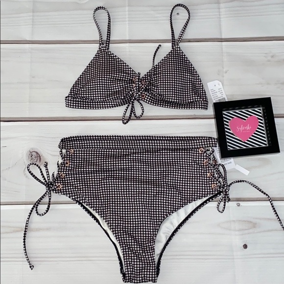 🖤LA HEARTS CHECKERED  BIKIN SET NWT - Picture 2 of 5